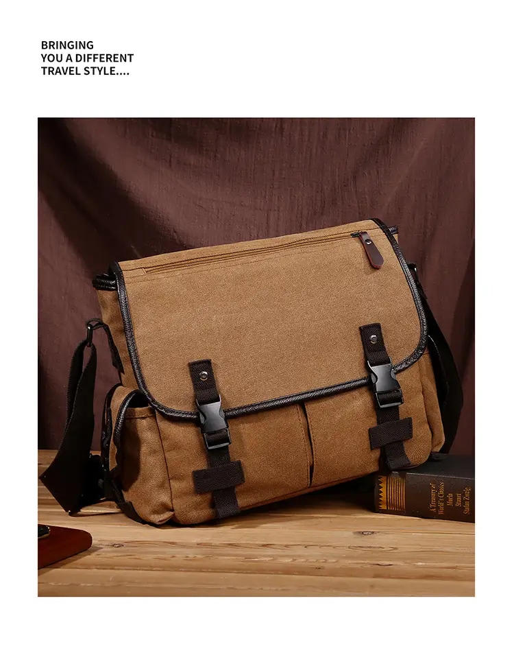 Men's Canvas Crossbody Bag Large Multi-Compartment Business Commuter — feature 15