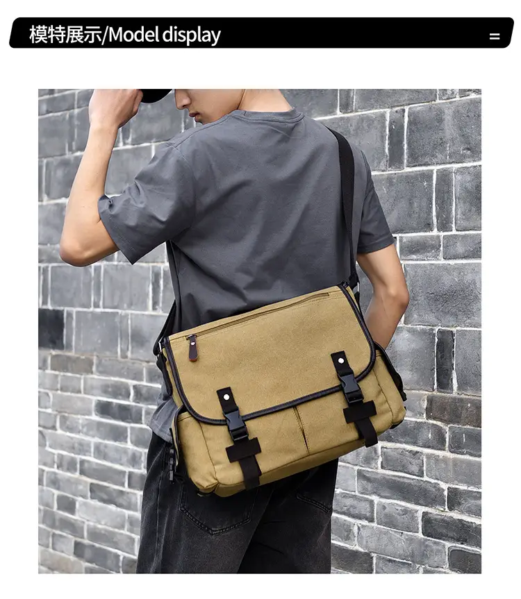 Men's Canvas Crossbody Bag Large Multi-Compartment Business Commuter — feature 16