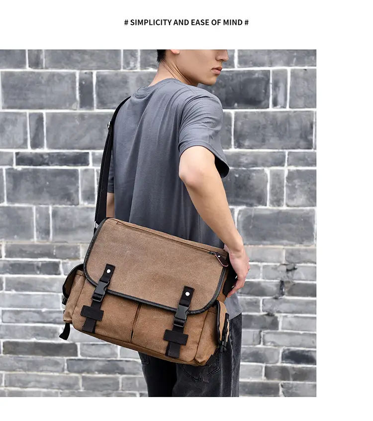 Men's Canvas Crossbody Bag Large Multi-Compartment Business Commuter — feature 17