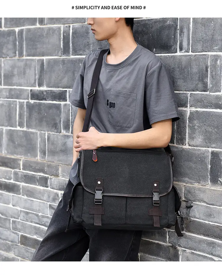 Men's Canvas Crossbody Bag Large Multi-Compartment Business Commuter — feature 18