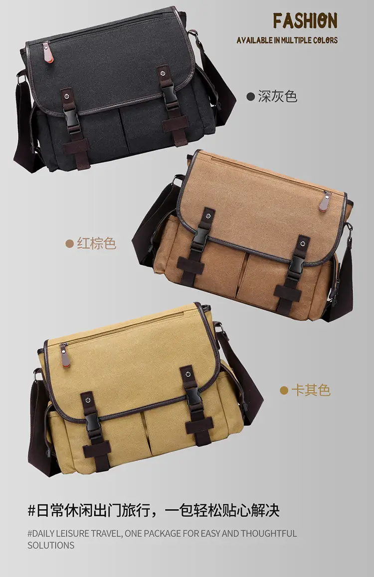 Men's Canvas Crossbody Bag Large Multi-Compartment Business Commuter — feature 2