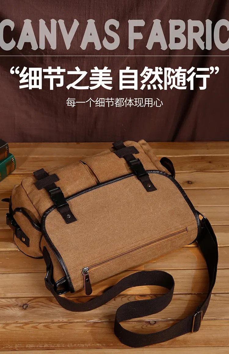 Men's Canvas Crossbody Bag Large Multi-Compartment Business Commuter — feature 9