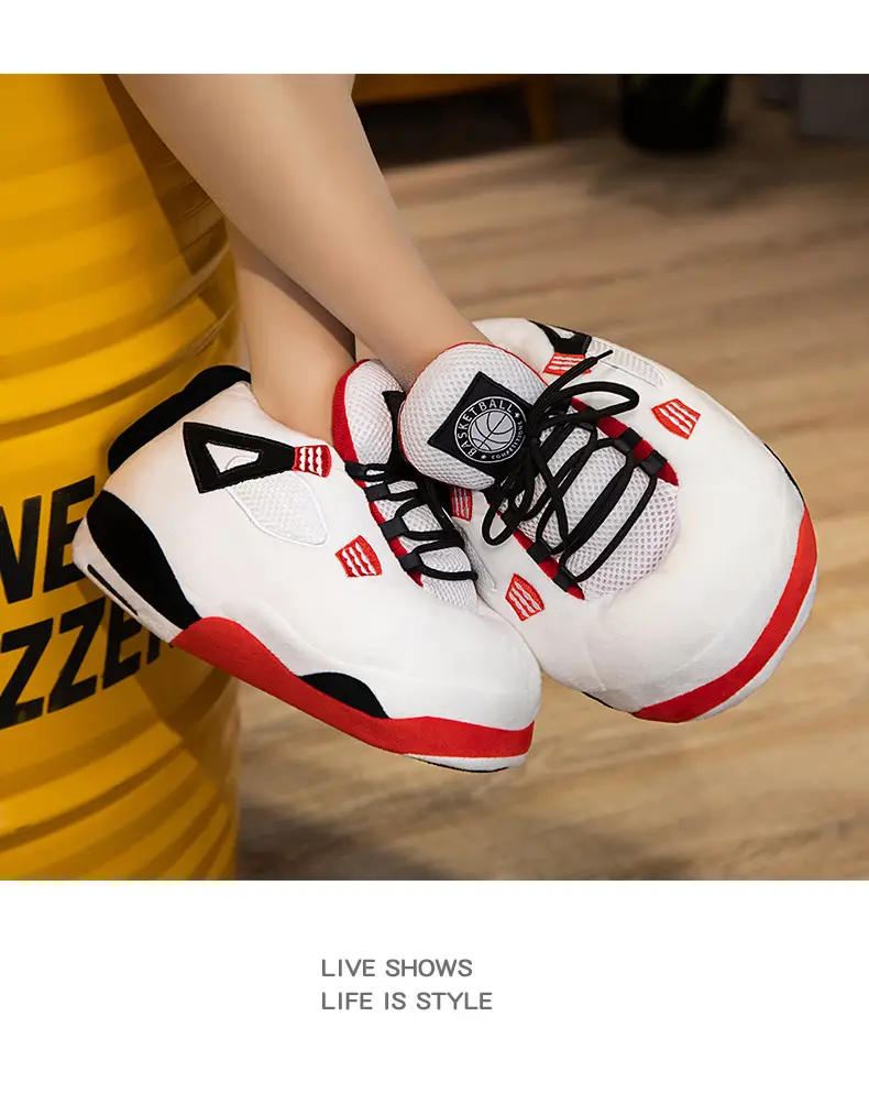 Net red with spoof A4 home shoes fat head cotton slippers coconut shoes back to the future home couple cotton slippers — feature 13