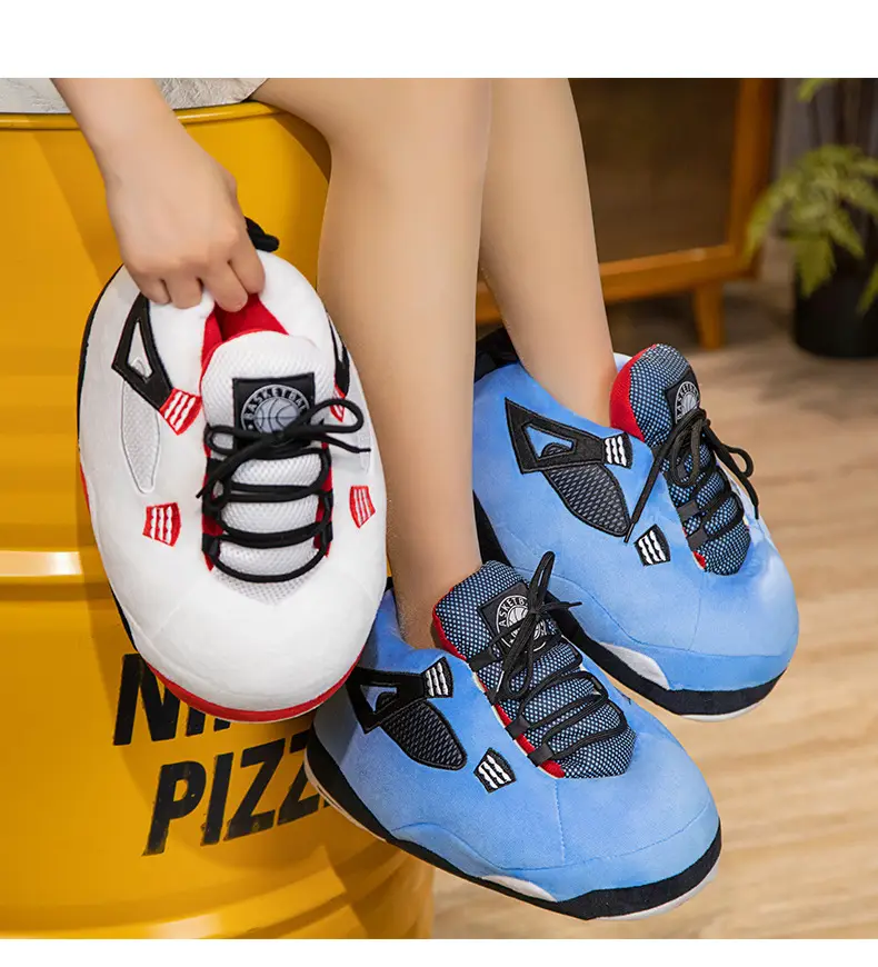Net red with spoof A4 home shoes fat head cotton slippers coconut shoes back to the future home couple cotton slippers — feature 3