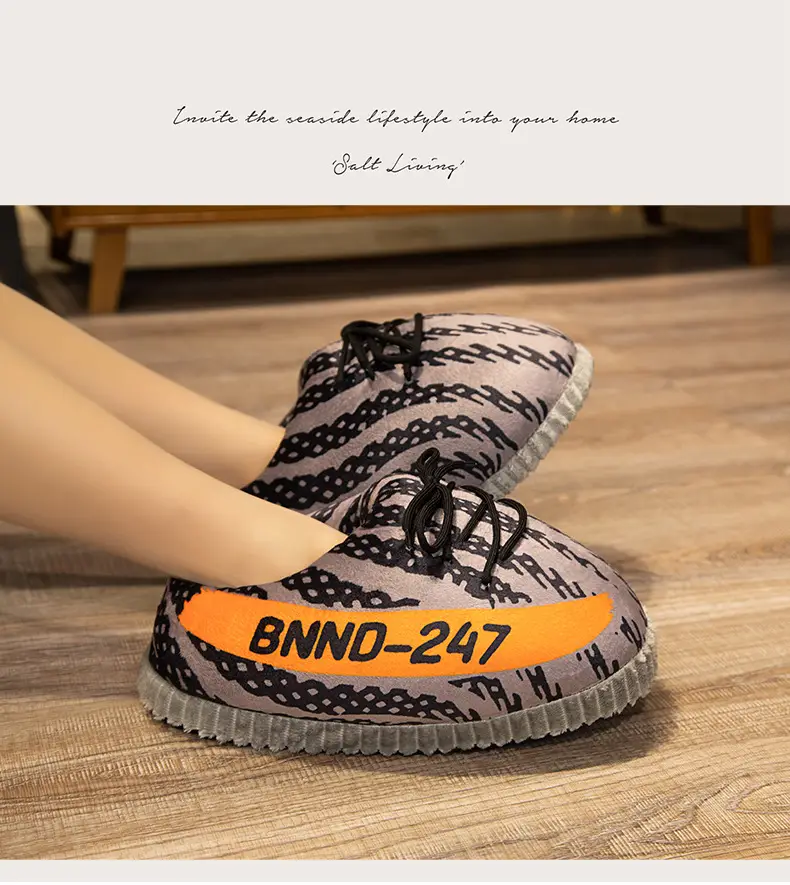 Net red with spoof A4 home shoes fat head cotton slippers coconut shoes back to the future home couple cotton slippers — feature 7