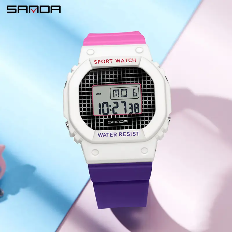 Sanda Waterproof Student Square Watch with Alarm Clock - Image 9