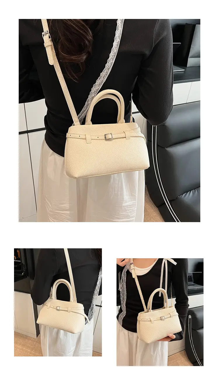 Women's Black Textured Shoulder Bag 2024 Vintage Style — feature 10