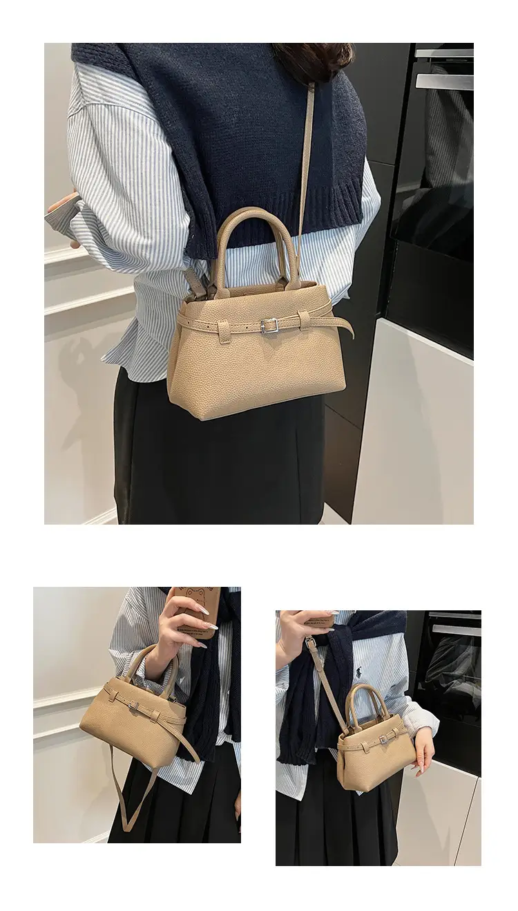 Women's Black Textured Shoulder Bag 2024 Vintage Style — feature 12