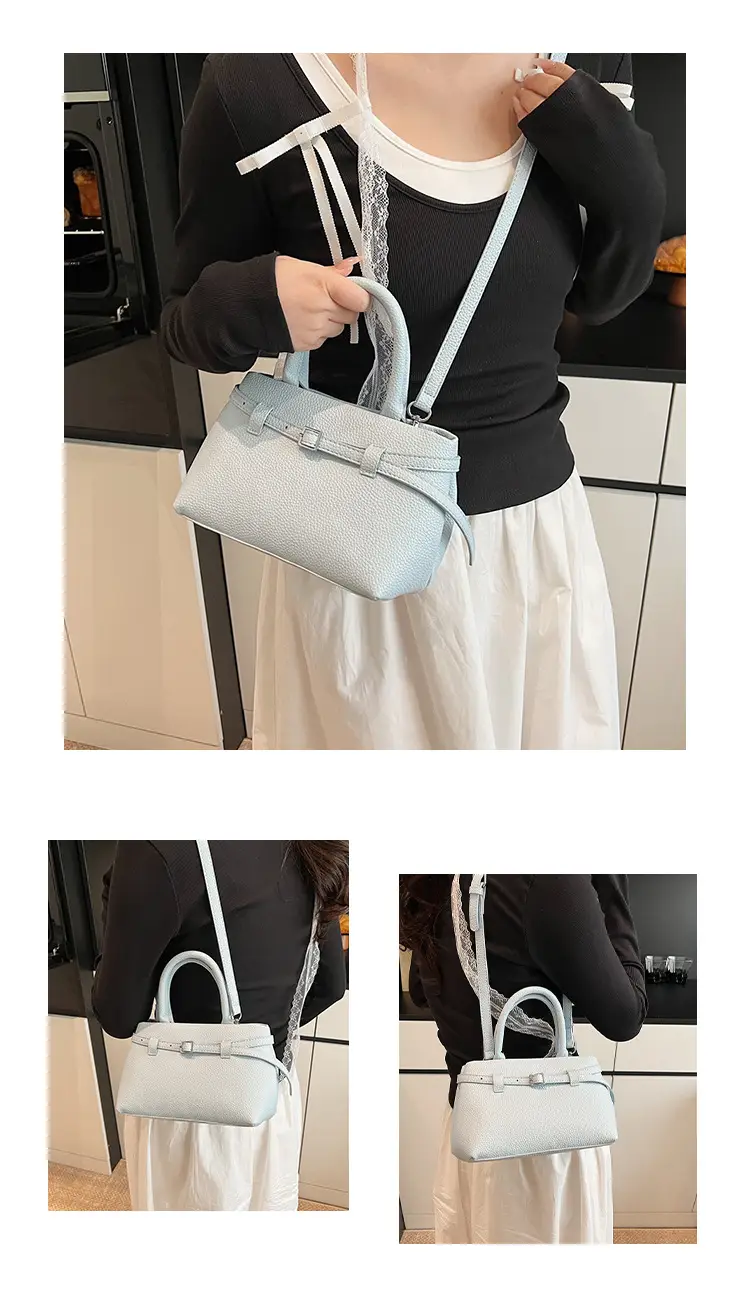 Women's Black Textured Shoulder Bag 2024 Vintage Style — feature 14