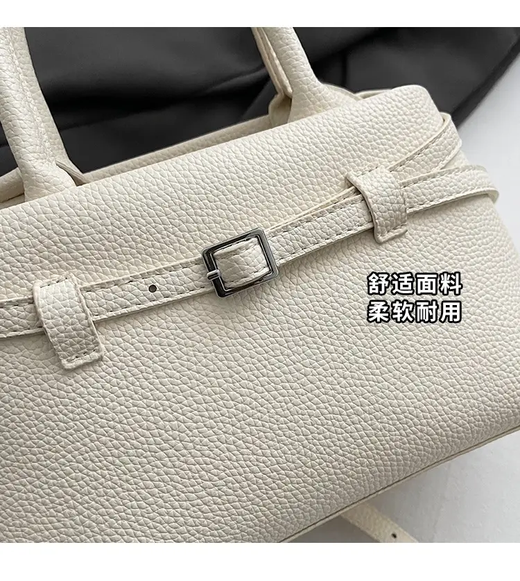 Women's Black Textured Shoulder Bag 2024 Vintage Style — feature 3