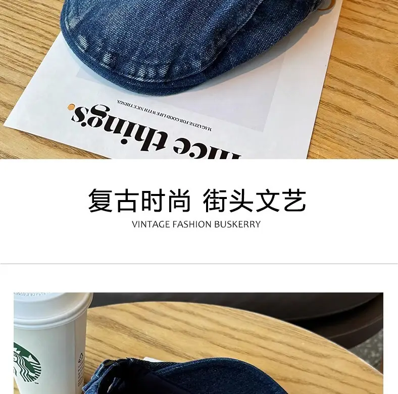 Japanese Style Denim Cap Women Vintage Washed All Match — feature 16