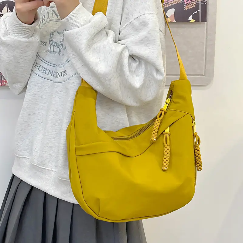 Trendy Brown Nylon Crossbody Bag for Women