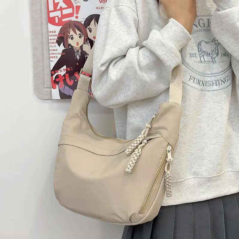 Trendy Brown Nylon Crossbody Bag for Women