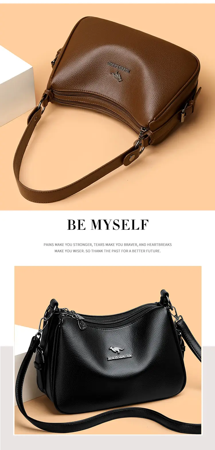 Brown Textured Leather Shoulder Bag for Women — feature 20