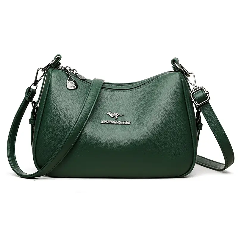 Brown Textured Leather Shoulder Bag for Women - Image 5