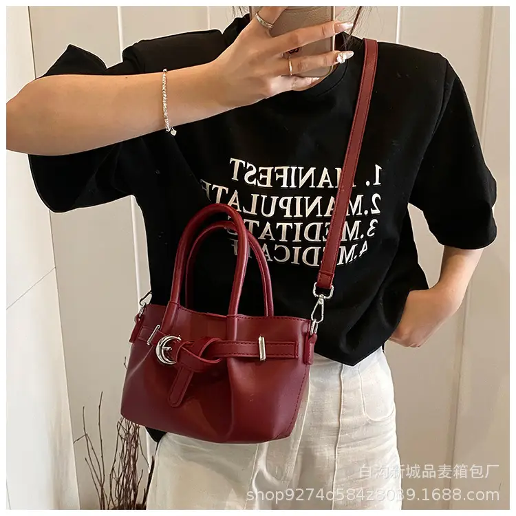 Korean Style Tan Leather Bucket Bag for Women — feature 16