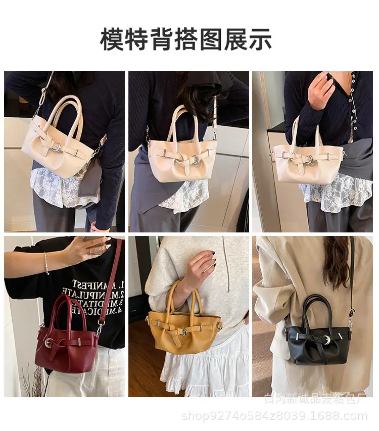 Korean Style Tan Leather Bucket Bag for Women — feature 3