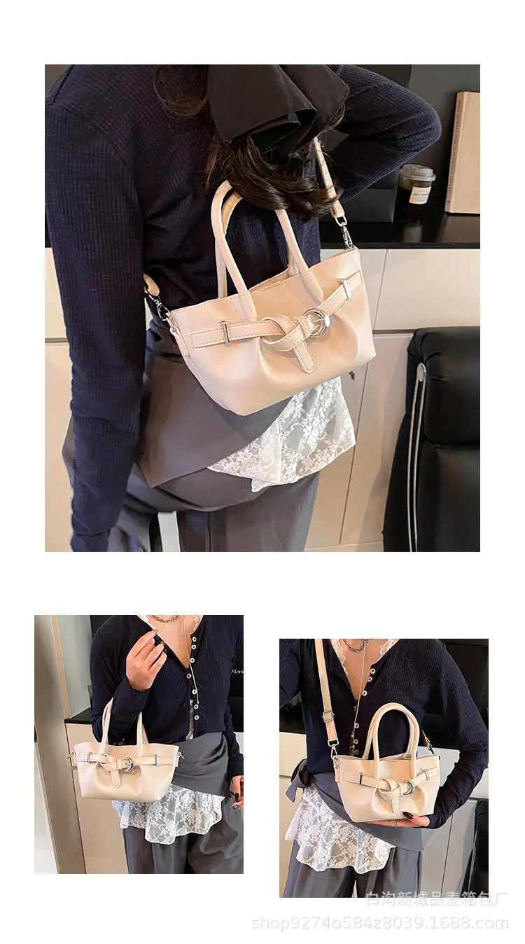 Korean Style Tan Leather Bucket Bag for Women — feature 5