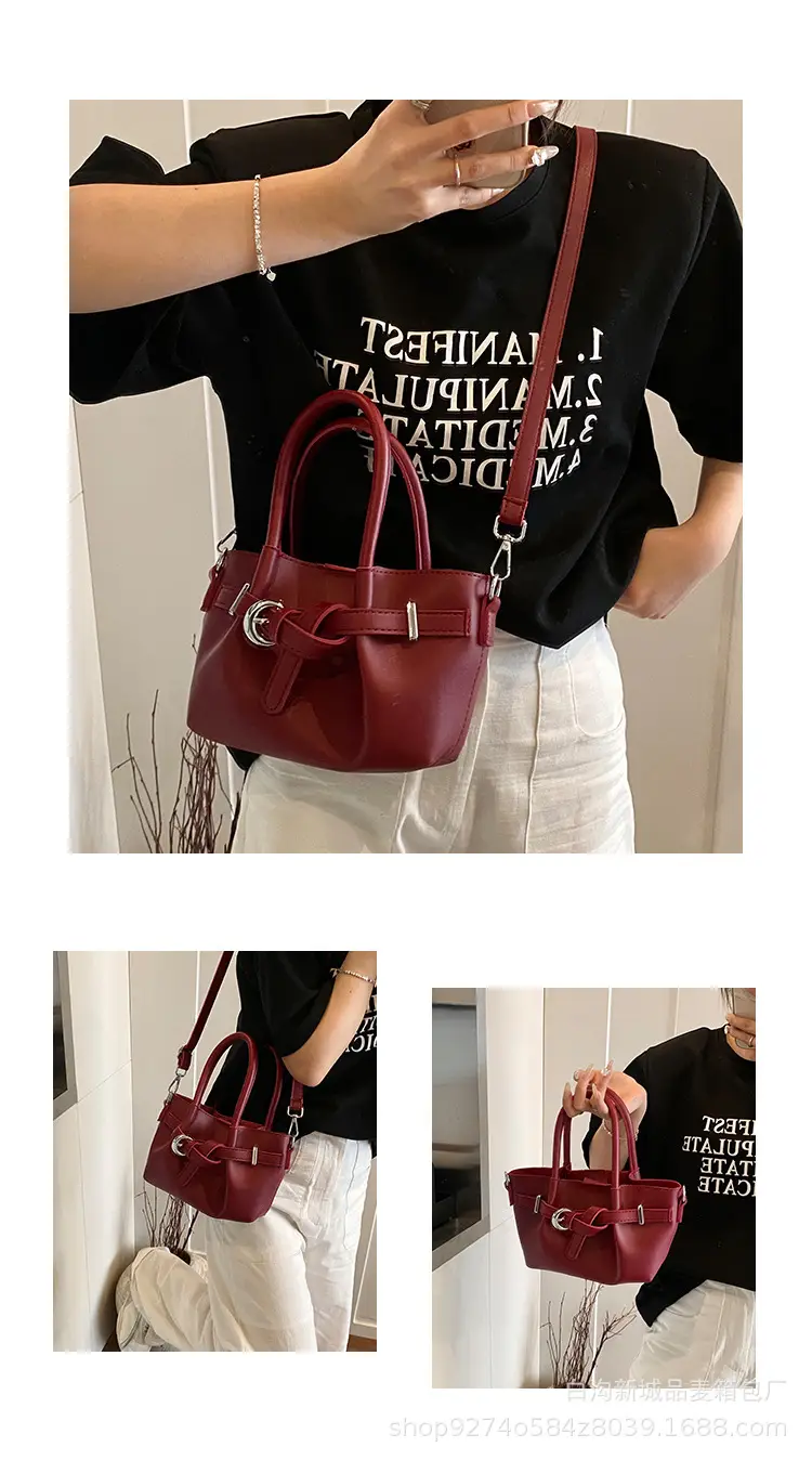 Korean Style Tan Leather Bucket Bag for Women — feature 8