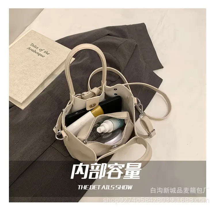 Korean Style Tan Leather Bucket Bag for Women — feature 9