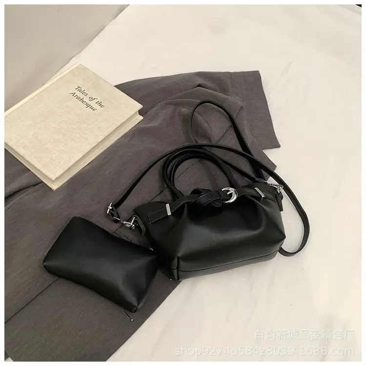 Korean Style Tan Leather Bucket Bag for Women - Image 3