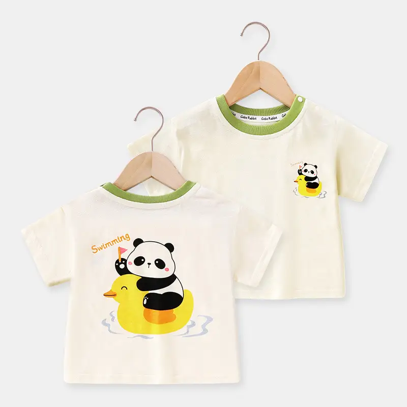 Baby T-Shirt Cotton Green Panda Print Half Sleeve