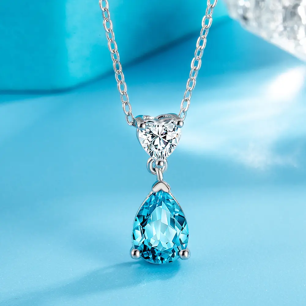 Water Drop Zircon Necklace Earrings Set for Women - Image 5