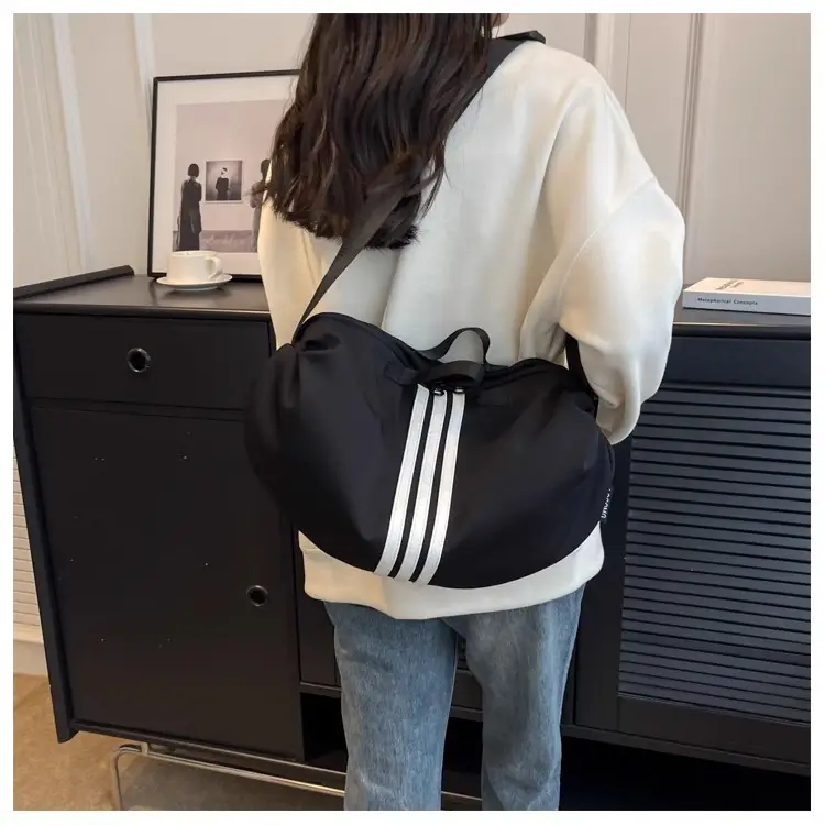Women's Black 3-Stripes Shoulder Bag Summer Casual Travel Crossbody — feature 4