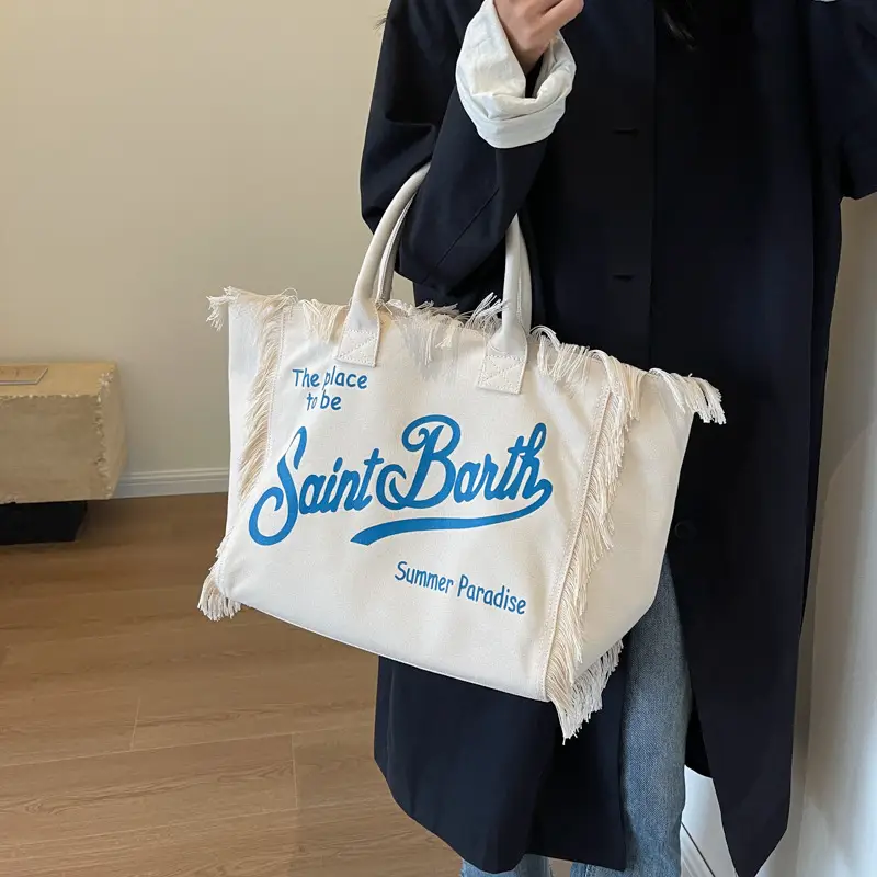 Saint Barth Printed Tassel Beach Bag for Women