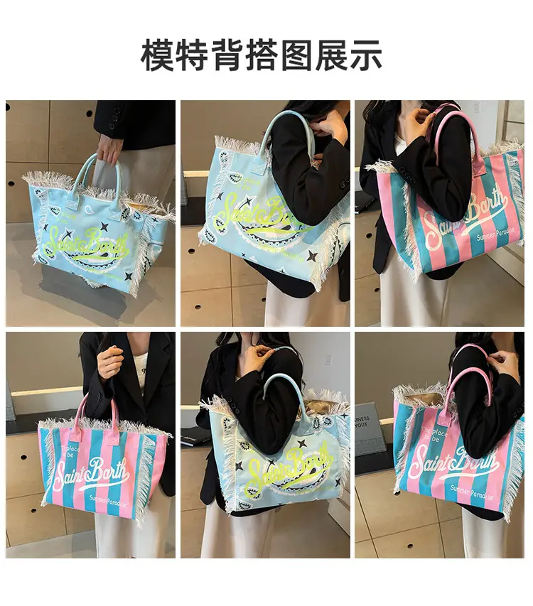 Saint Barth Printed Tassel Beach Bag for Women — feature 5
