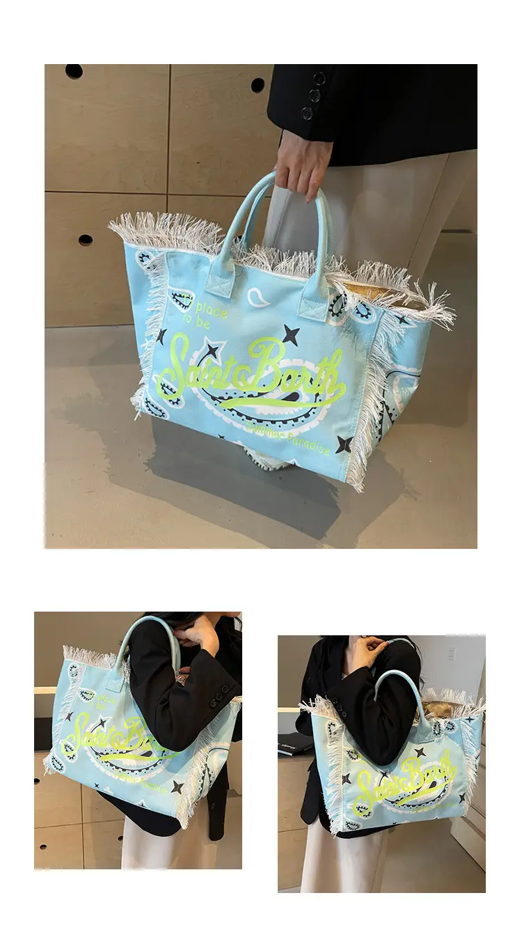Saint Barth Printed Tassel Beach Bag for Women — feature 6