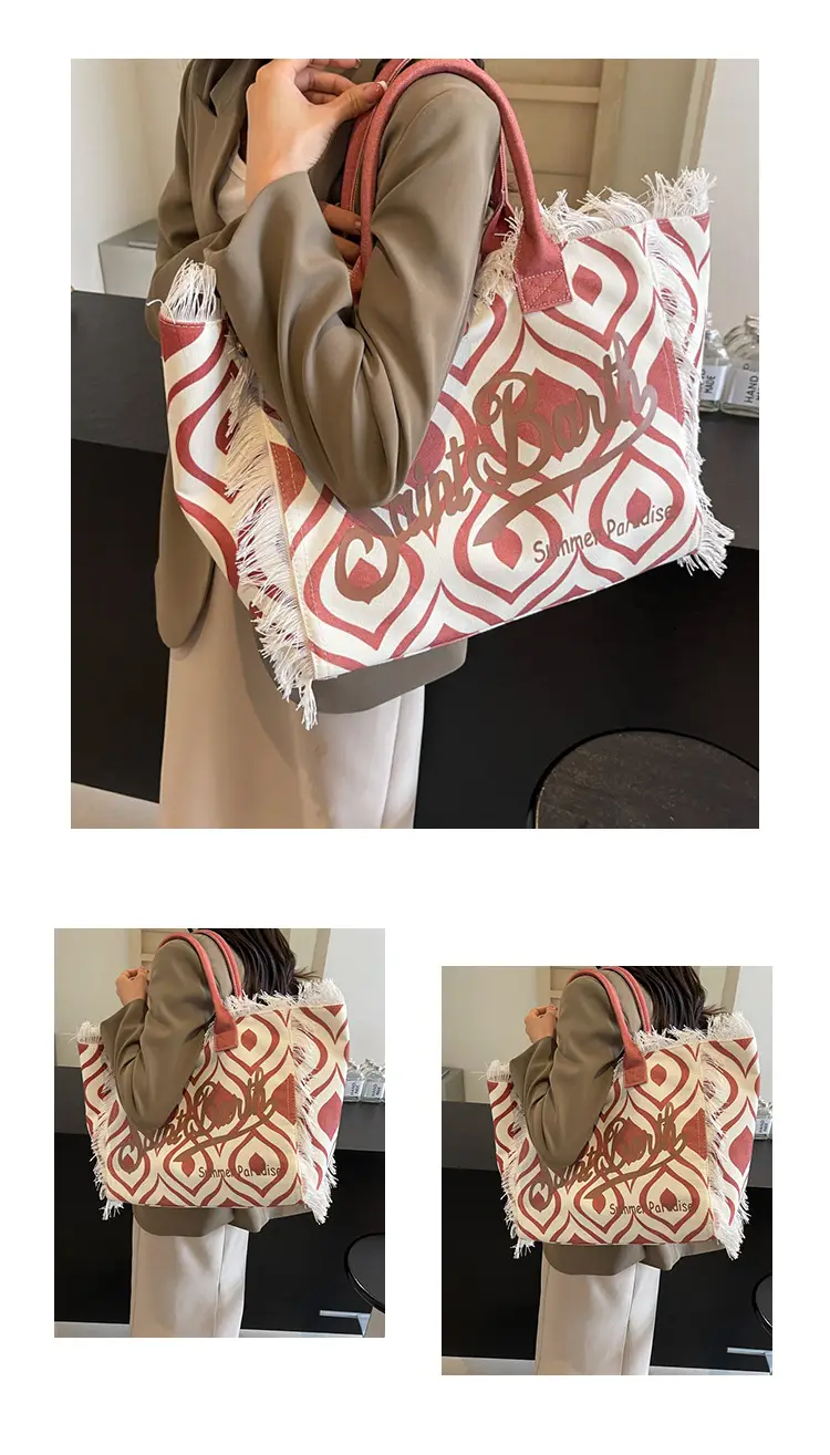 Saint Barth Printed Tassel Beach Bag for Women — feature 7