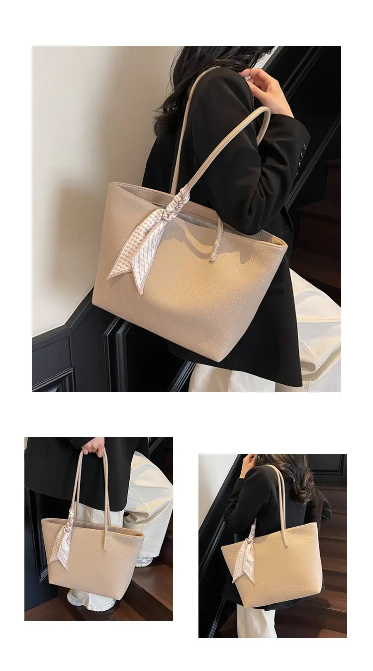 Women's Beige Textured Shoulder Bag with Lace Trim — feature 10