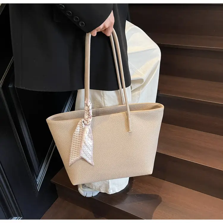 Women's Beige Textured Shoulder Bag with Lace Trim — feature 18