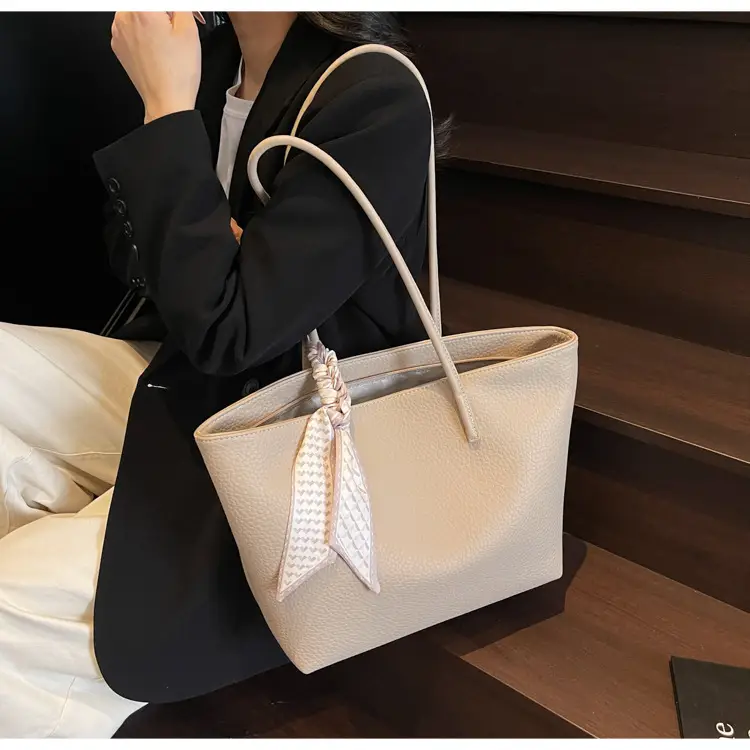 Women's Beige Textured Shoulder Bag with Lace Trim — feature 19