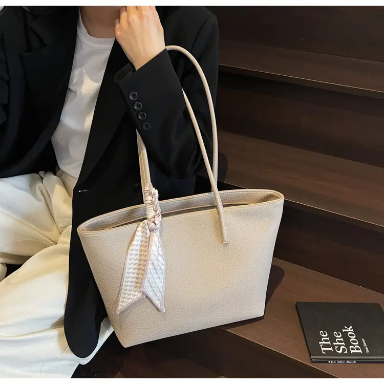 Women's Beige Textured Shoulder Bag with Lace Trim — feature 20