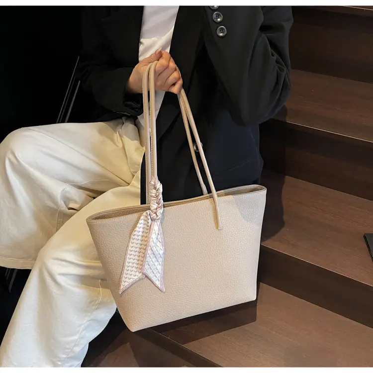 Women's Beige Textured Shoulder Bag with Lace Trim — feature 21