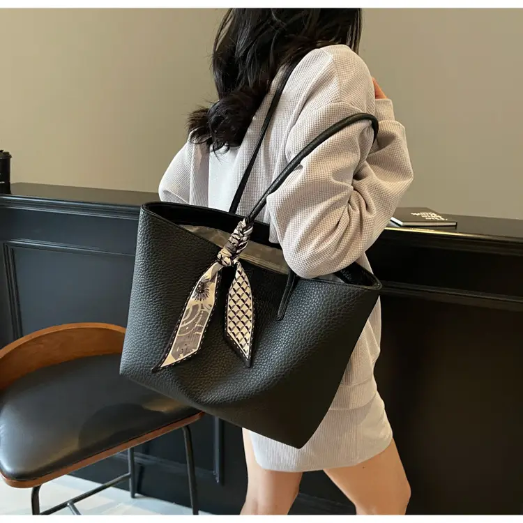 Women's Beige Textured Shoulder Bag with Lace Trim — feature 36