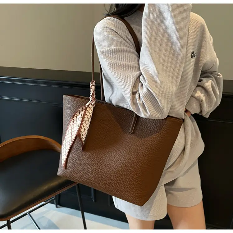 Women's Beige Textured Shoulder Bag with Lace Trim — feature 41