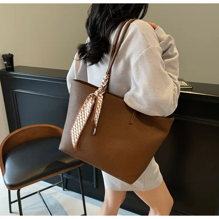 Women's Beige Textured Shoulder Bag with Lace Trim — feature 42
