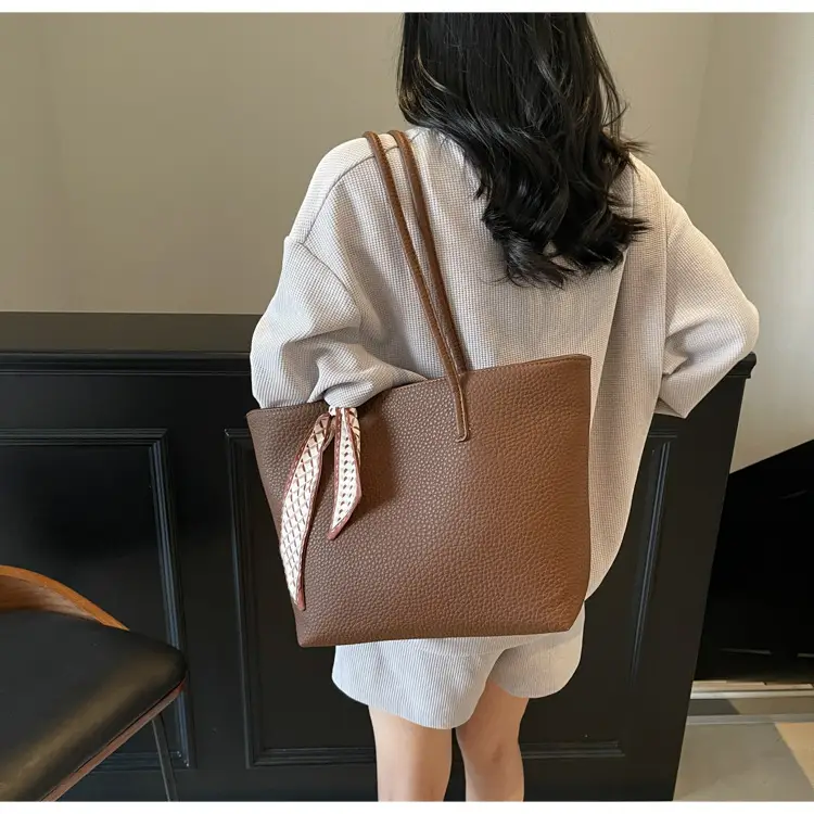 Women's Beige Textured Shoulder Bag with Lace Trim — feature 44