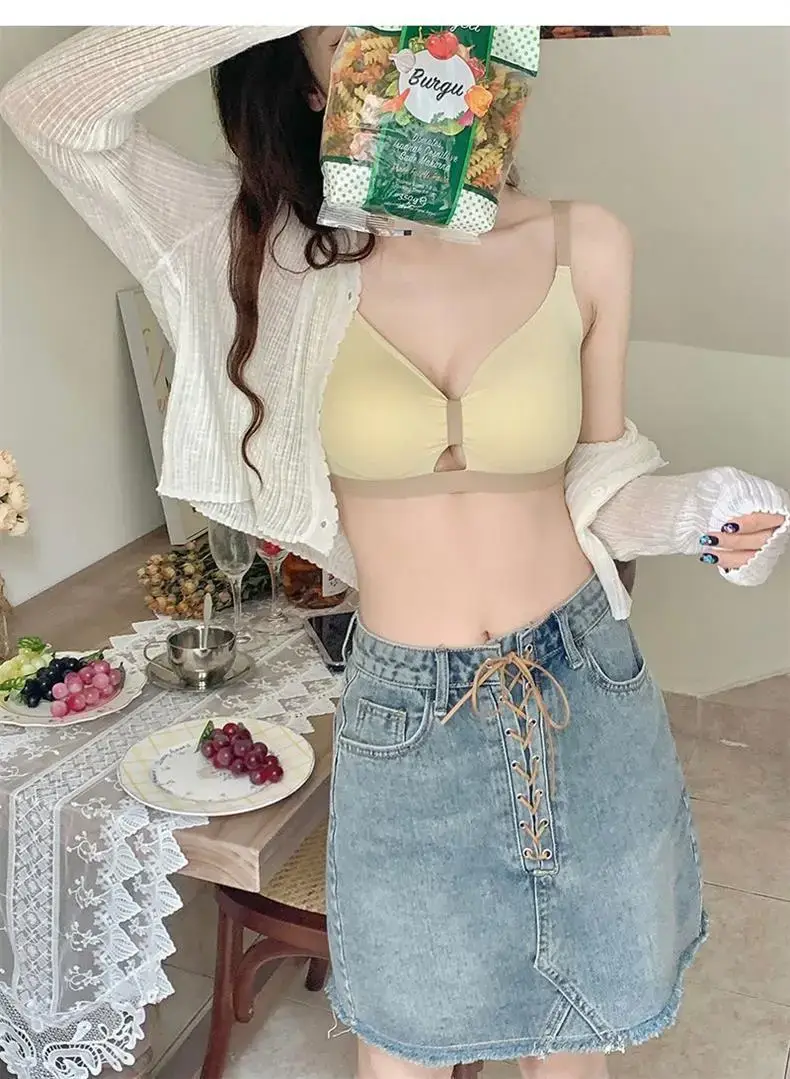 Women's Non-Cut Chest Gathering Bra Yellow — feature 22