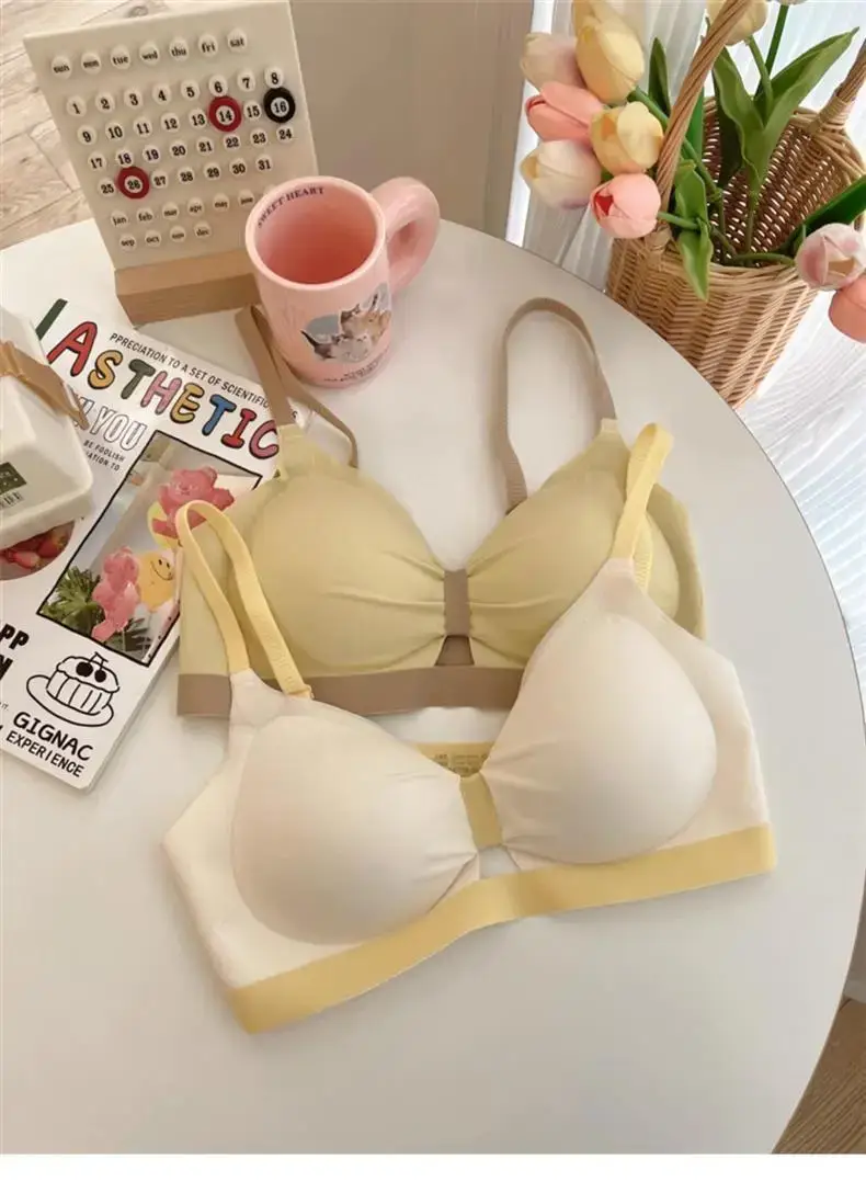 Women's Non-Cut Chest Gathering Bra Yellow — feature 29