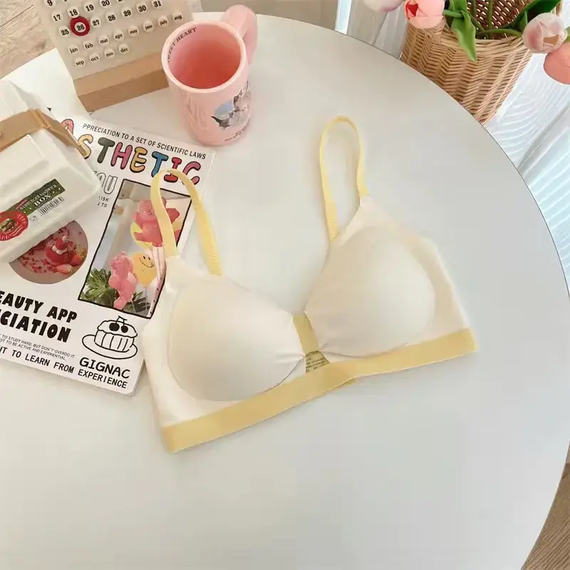 Women's Non-Cut Chest Gathering Bra Yellow - Image 5