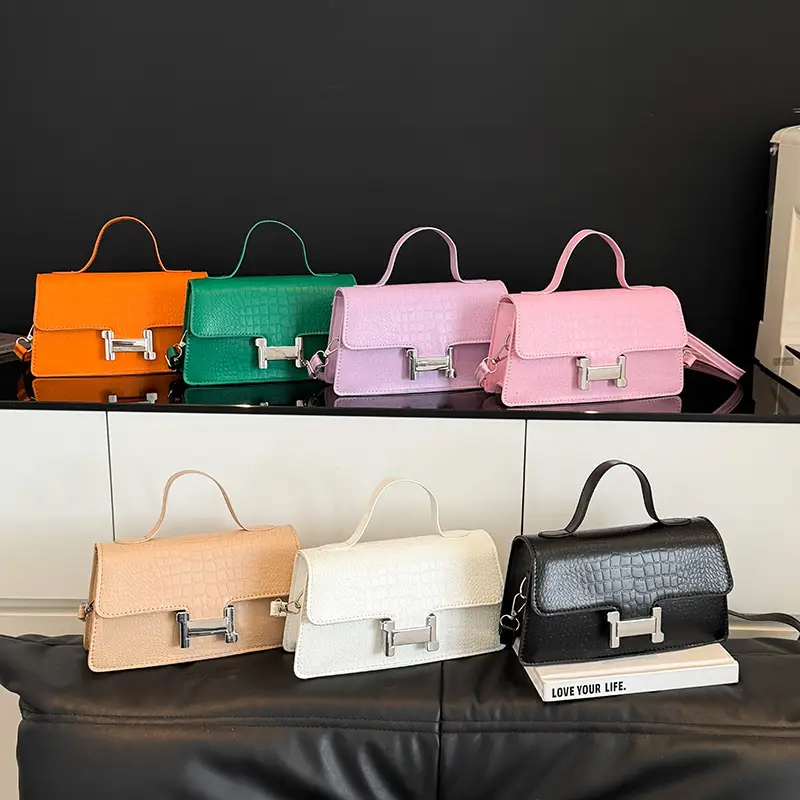 Green Croc Leather Shoulder Bag for Women - Image 9