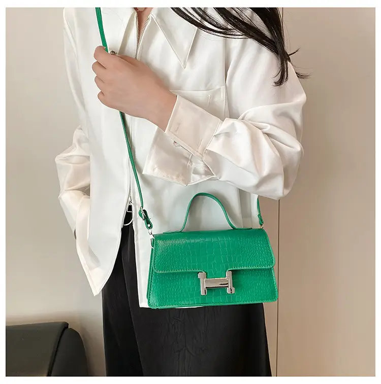 Green Croc Leather Shoulder Bag for Women — feature 22
