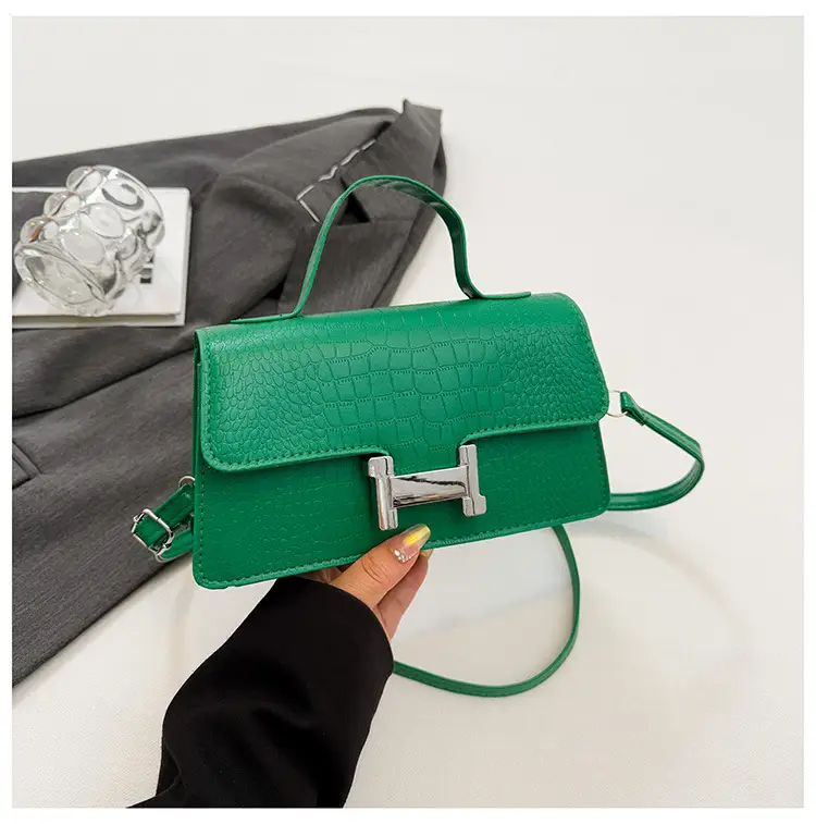 Green Croc Leather Shoulder Bag for Women — feature 32