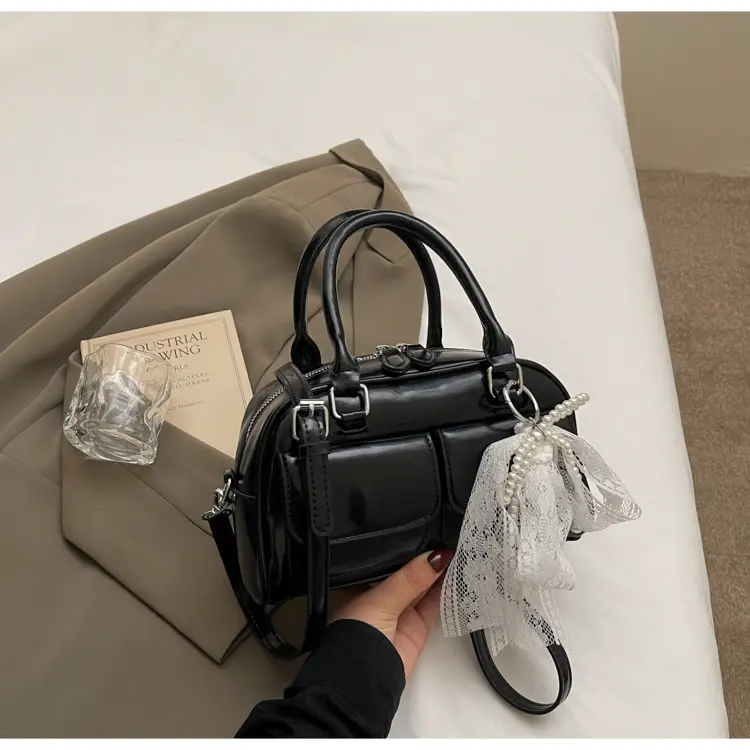 Black Cross-Border Retro Bowling Bag for Women — feature 10