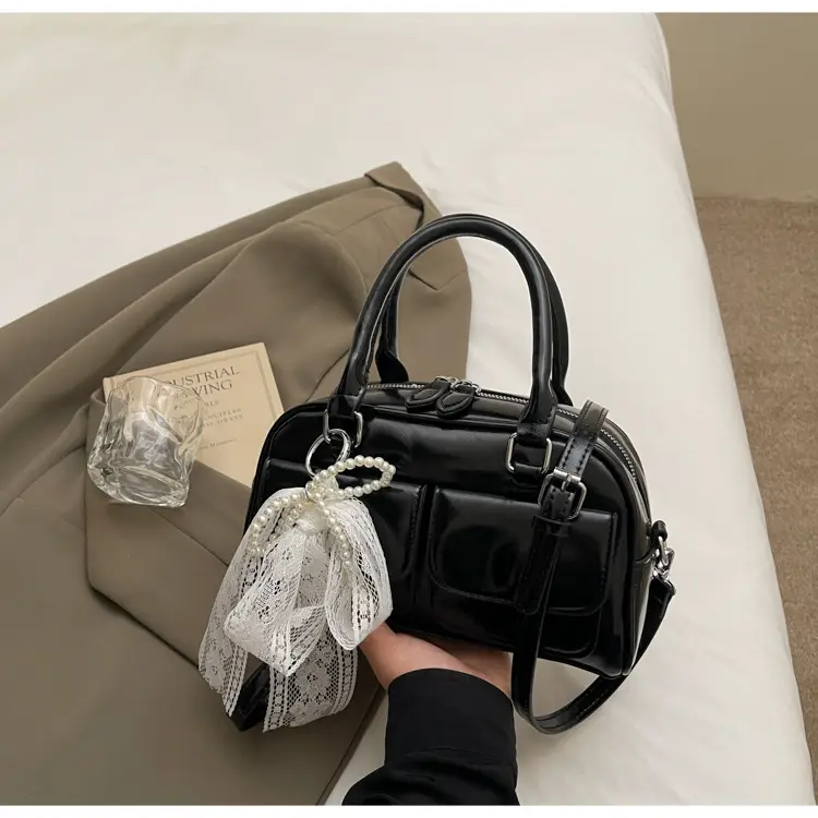 Black Cross-Border Retro Bowling Bag for Women — feature 11
