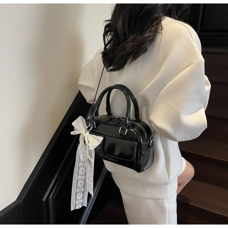 Black Cross-Border Retro Bowling Bag for Women — feature 34